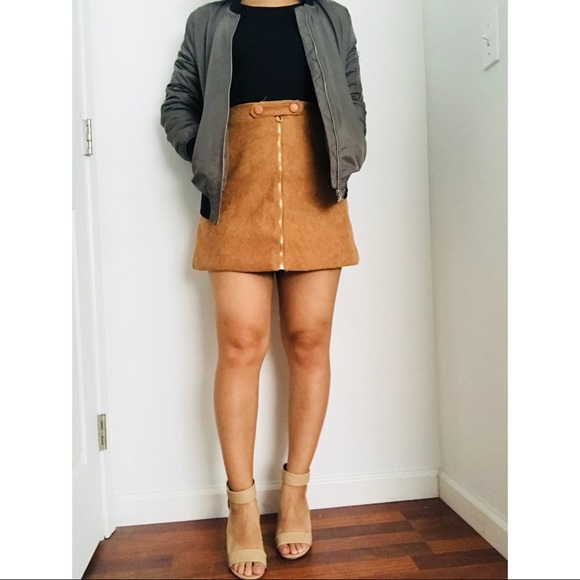 ROMWE Dresses & Skirts - Tan Faux Suede Mini Skirt